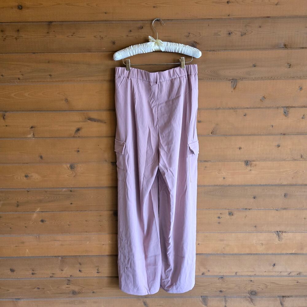 Dokotoo Pink Wide Leg Cargo Pant Pocket Blush Rose 12 Preppy Workwear Trouser - Picture 3 of 6